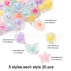 100Pcs 5 Styles Frosted Transparent Acrylic Beads&nbsp;OACR-FP0001-22