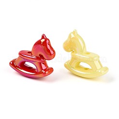 UVメッキ不透明アクリルビーズ  虹色の  十八番  ミックスカラー  27.5~28x30~30.5x9.5mm  穴：2.5mm&nbsp;OACR-T028-44