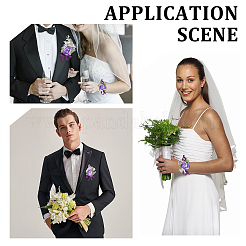シルク布製手首コサージュ1個  シルク布の花のブートニエールブローチ1個付き。  結婚式のための  パーティー  インディゴ  122x22~65x44mm&nbsp;AJEW-CP0001-72