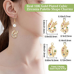 8Pcs 2 Style Brass Micro Colorful Cubic Zirconia Pendants&nbsp;KK-BBC0005-82