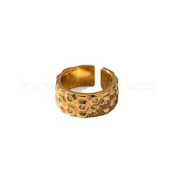 304 Stainless Steel Micro Pave Cubic Zirconia Cuff Open Rings for Women&nbsp;WG6829B-02