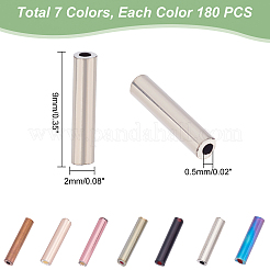 1260種類のスタイルのガラス製ラウンドビューグルビーズ7個  不透明色  ミックスカラー  9x2mm  穴：0.5mm  約180個/スタイル&nbsp;SEED-PH0001-56