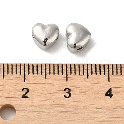 変色しない304ステンレススチールビーズ  水平穴  ハート  ステンレス鋼色  5.5x6.5x4mm  穴：1.5mm&nbsp;STAS-I203-37P