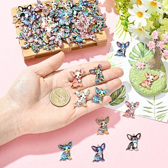 15本合金エナメルペンダント  犬のチャーム  ゴールドカラー  ミックスカラー  25x20x2mm  穴：1.8mm&nbsp;FIND-YW0011-95