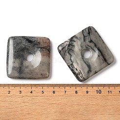 天然netstoneペンダント  スクエアチャーム  39~40.2x39~40.2x6.7~7.3mm  穴：8.2~8.5mm&nbsp;G-C138-03A