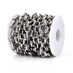 真鍮アズキチェーン  溶接されていない  スプールで  プラチナ  12x9x3mm  約16.40フィート（5m）/ロール&nbsp;CHC-T018-23P