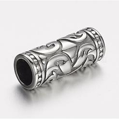 304ステンレススチールビーズ  チューブビーズ  アンティークシルバー  30.5x12mm  穴：9mm&nbsp;STAS-D166-44AS
