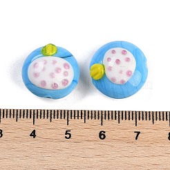 手作りのランプワークの凹凸のあるビーズ連売り  苺  ディープスカイブルー  16x17x13mm  穴：1.6mm  約30個/連  183.86''（467センチメートル）&nbsp;LAMP-Q002-02F