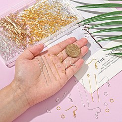 DIYジュエリー作りのパーツキット  鉄製ピアスフック、オープン丸カン、ピンを含む  ゴールデン＆シルバー&nbsp;DIY-YW0010-32