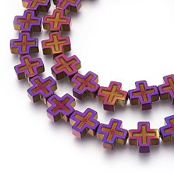 Electroplated Non-magnetic Synthetic Hematite Beads Strands&nbsp;G-P392-F07