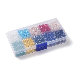 電気メッキガラスビーズ  パール光沢メッキ  多面カット  ロンデル  ミックスカラー  4x3mm  穴：0.4mm  10色  200個/カラー  2000個/箱&nbsp;EGLA-X0006-01F-4mm