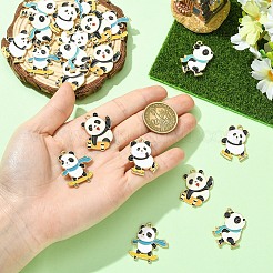 20 個 4 スタイル ラック メッキ合金エナメル ペンダント  パンダチャーム  カドミウムフリー＆ニッケルフリー＆鉛フリー  ライトゴールド  ミックスカラー  29~31x21~29x1.5~2mm  穴：1.8~2mm  5個/スタイル&nbsp;ENAM-YW0009-45