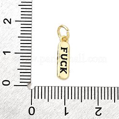真鍮製エナメルチャーム  楕円形に「fuck」という文字  ラックめっき  長持ちメッキ  カドミウムフリー＆鉛フリー  18KGP本金メッキ  13.5x3.5x1.5mm  穴：3.4mm&nbsp;KK-P338-01G-F01