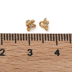 真鍮マイクロパヴェクリアキュービックジルコニアチャーム  花のチャーム  18KGP本金メッキ  3.5x5x5mm  穴：0.9mm&nbsp;KK-B172-16G
