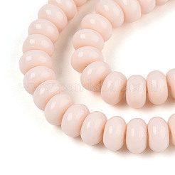 オペークスプレープリントガラスビーズ  ロンデル  リネン  8~8.5x4.5~5mm  穴：1.2mm  約75~77個/連  14.96インチ（38cm）&nbsp;GLAA-ZX008-8mm-18H