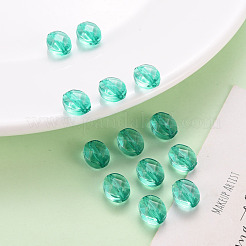 透明なアクリルビーズ  オーバル  ターコイズ  10x8x5.5mm  穴：1.5mm&nbsp;X-TACR-S154-18A-68