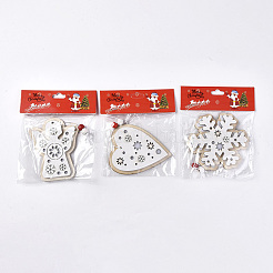 スノーフレーク＆ハート＆エンジェル木製飾り  クリスマスツリー吊り飾り  クリスマスパーティーギフトの家の装飾のため  ホワイト  165~180mm  3個/セット&nbsp;DIY-TAC0007-24