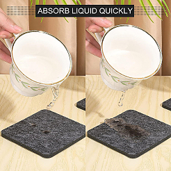 スクエアウールフェルトカップマット  フェルトコースター  ホルダー付きドリンク用  ミックスカラー  9.95x9.95x0.5cm  6色  1pc /カラー  6個/セット&nbsp;DIY-WH0308-14