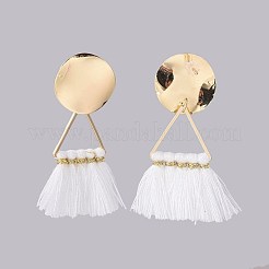 Polycotton(Polyester Cotton) Tassel Dangle Stud Earrings&nbsp;EJEW-JE03132