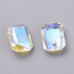 ガラスラインストーンチャーム  多面カット  長方形  クリスタルのきらめき  11.5x8x4.5mm  穴：1.4mm&nbsp;RGLA-A024-J03-001SI