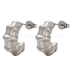 304ステンレススチールスタッドピアス  クロワッサン  ステンレス鋼色  17x7.5mm&nbsp;EJEW-S272-02P