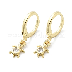 Tortoise Brass Micro Pave Clear Cubic Zirconia Hoop Earrings&nbsp;EJEW-D311-008G