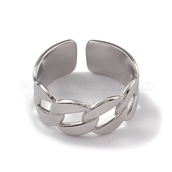 変色しない304ステンレススチールカーブチェーンシェイプオープンカフリング女性用  ステンレス鋼色  内径：17.8mm&nbsp;RJEW-G285-54P