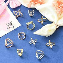 18個 9スタイル 合金スカーフリングバックル 女性 女の子用  ミックスカラー  18~25x21.5~27.5x21.5~24.5mm  2個/スタイル&nbsp;AJEW-CJ0001-36