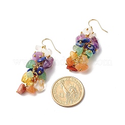Reiki Natural Mixed Stone Chip Beads Dangle Earrings for Girl Women&nbsp;X1-EJEW-JE04654