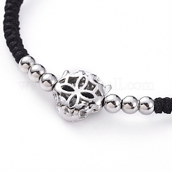 Leopard Adjustable Brass Nylon Thread Braided Bracelets&nbsp;BJEW-JB04984-01