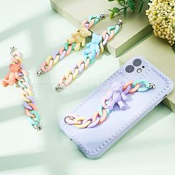 DIY携帯ストラップ用アクリルカーブチェーン4個（4スタイル）  電話ケース装飾ジュエリーアクセサリー  合金クラスプと鉄ネジ付き  クマ  ミックスカラー  160mm  1pc /カラー&nbsp;AJEW-CA0002-39