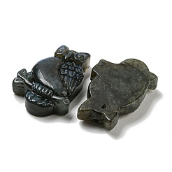 天然石ラブラドライトペンダント  フクロウのチャーム  44~46x29~31x7.5~10mm  穴：1.4mm&nbsp;G-M417-08D