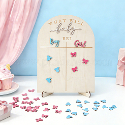 Arch Wooden Baby Gender Reveal Voting Board with Stand and Girl or Boy Voting Sticker&nbsp;AJEW-WH0596-753
