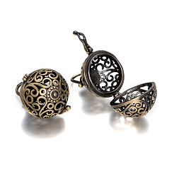 Brass Hollow Round Cage Pendants&nbsp;KK-L079-02-NR