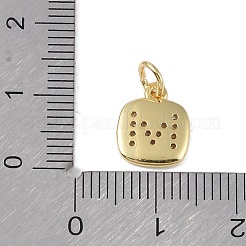 Rack Plating Brass Micro Pave CLear Cubic Zirconia Charms&nbsp;KK-E110-14G-M