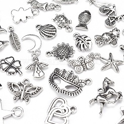 30pcs30スタイルチベットスタイルアロイペンダント  混合図形  アンティークシルバー  21x14x4mm  穴：2mm&nbsp;TIBEP-YW0001-29AS