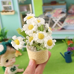 ミニプラスチックデイジー鉢植え植物装飾  ミニチュア盆栽  ドールハウス用  ホームディスプレイの装飾  ナバホホワイト  36x80mm&nbsp;PW-WGEEA12-01