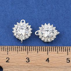 スターリングシルバーのパヴェクリアキュービックジルコニアコネクターチャーム925個  フラットラウンドいリンク  銀  12.5x10x5.4mm  穴：1.2mm&nbsp;STER-P060-01S