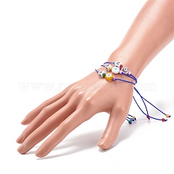 26Pcs 26 Style Initial Letter A~Z Acrylic & Evil Eye Lampwork Braided Bead Bracelets Set&nbsp;BJEW-JB08659