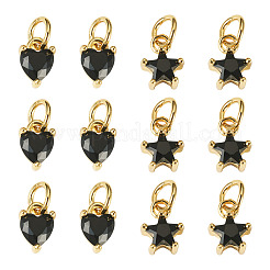 12Pcs 2 Styles Brass Micro Pave Cubic Zirconia Charms&nbsp;KK-TA0008-70D