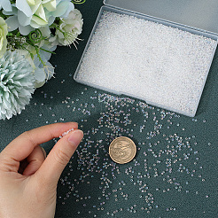 ラウンドガラスシードビーズ  透明色の虹  ラウンド  クリアAB  2mm  穴：1.5mm  180グラム&nbsp;SEED-SC0001-54B