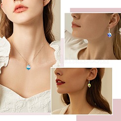 5個の手作りランプワークビーズ  鳥と花で丸い  ディープスカイブルー  16~16.5x15.5~16mm  穴：2.5~2.6mm&nbsp;LAMP-SZ0001-48A