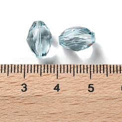 K9ガラス  模造オーストリアクリスタルビーズ  多面カット  オーバル  ライトシアン  11x8x7mm  穴：1.2mm&nbsp;GLAA-R001-02B