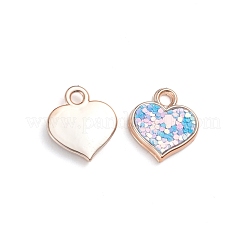 CCBプラスチックペンダント  スパンコール入り  ハート  ライトスカイブルー  17x15.5x3mm  穴：3mm&nbsp;CCB-TAC0001-03C
