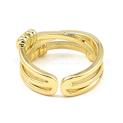 Rack Plating Brass Criss Cross Open Cuff Rings&nbsp;RJEW-D009-05G