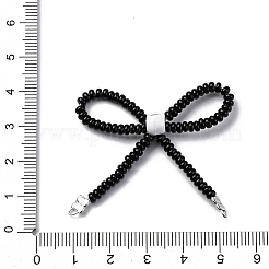 Alloy & Glass Seed Beads Bowknot Chandelier Component Links&nbsp;PALLOY-D359-03D