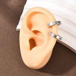 201ステンレススチールカフイヤリング  C字型  304ステンレスピン付き  ステンレス鋼色  13x3mm&nbsp;EJEW-T056-01P-02