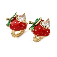 Strawberry Brass Micro Pave Clear Cubic Zirconia Cuff Earrings&nbsp;EJEW-U062-06B-G