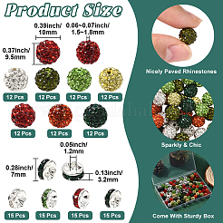 Christmas Theme 84Pcs 7 Colors Handmade Polymer Clay Rhinestone Round Beads&nbsp;RB-PA0001-06
