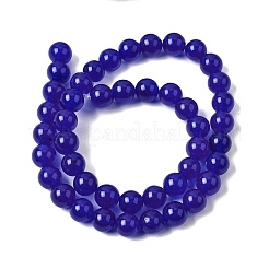 天然石ホワイトジェイドビーズ連売り  染め  ラウンド  ダークブルー  8mm  穴：0.7mm  約48~50個/連  14.72~14.96''（37.4~38センチメートル）&nbsp;G-H348-8mm-07